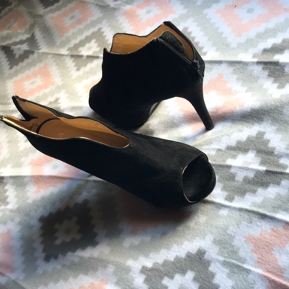 Black Suede Platform Peep Toe